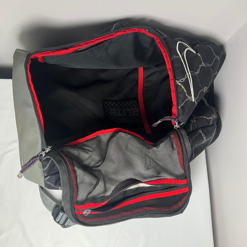 Nike Elite Backpack Mens Large Black Gray Chain Link Net Print Max Air Straps - Picture 6 of 9
